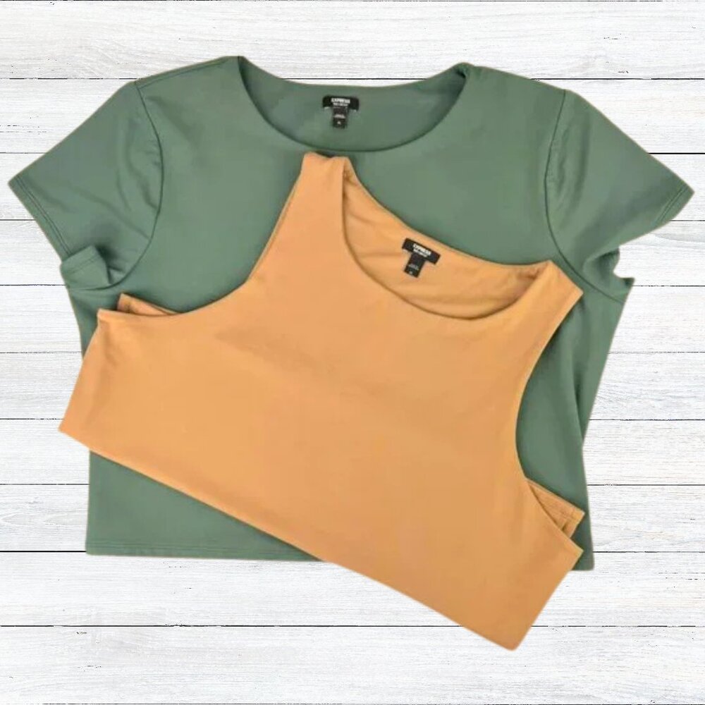 Bundle Express Body Contour Compression Tee & Tan… - image 1